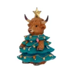 WINTER HIGHLAND COW CHRISTMAS TREE FIGURE - immagine 3