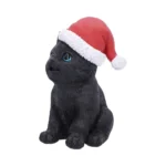 BLACK CAT WITH SANTA HAT FIGURE - immagine 2