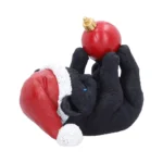 BLACK CAT IN SANTA HAT PLAYING WITH BAUBLE FIGURE - immagine 3
