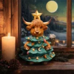 WINTER HIGHLAND COW CHRISTMAS TREE FIGURE