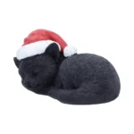 BLACK CAT SLEEPING WITH SANTA HAT FIGURE - immagine 2