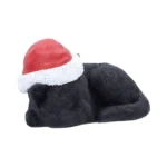 BLACK CAT SLEEPING WITH SANTA HAT FIGURE - immagine 4
