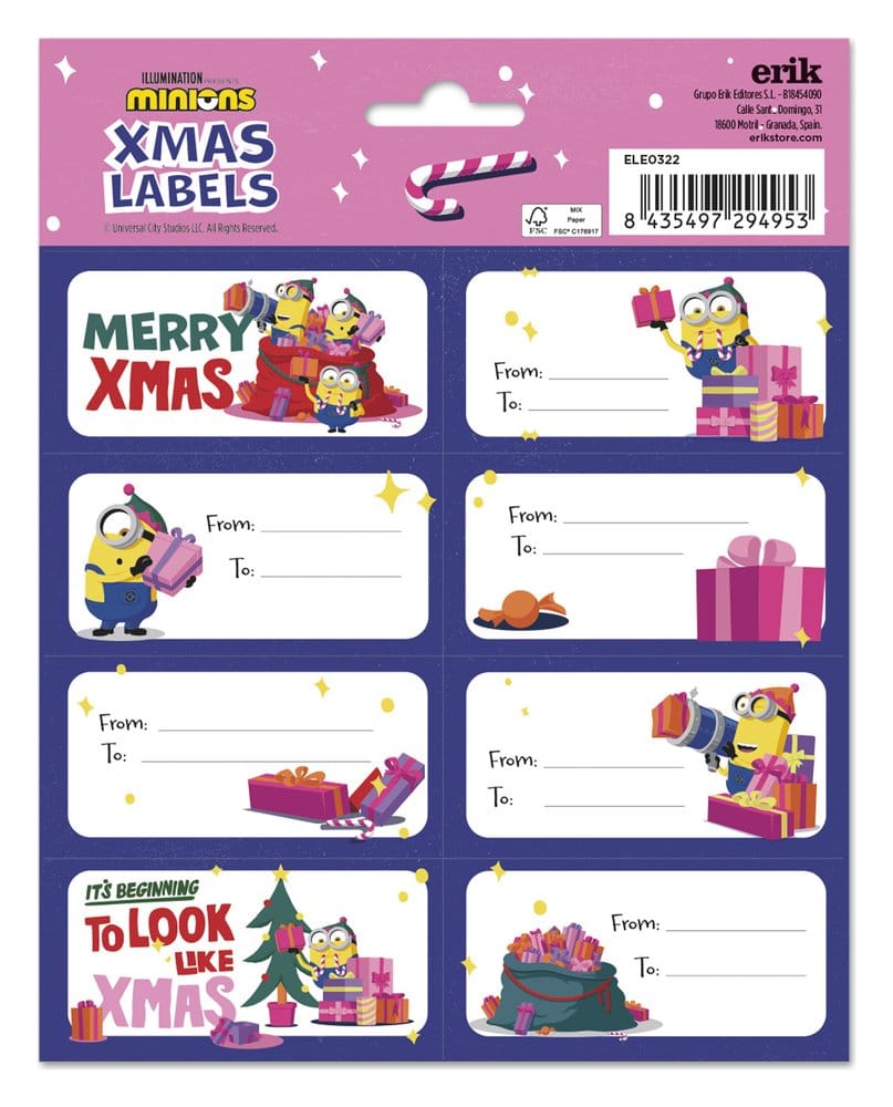x_gpe29495 Minions Self-Adhesive Labels Christmas - immagine 1