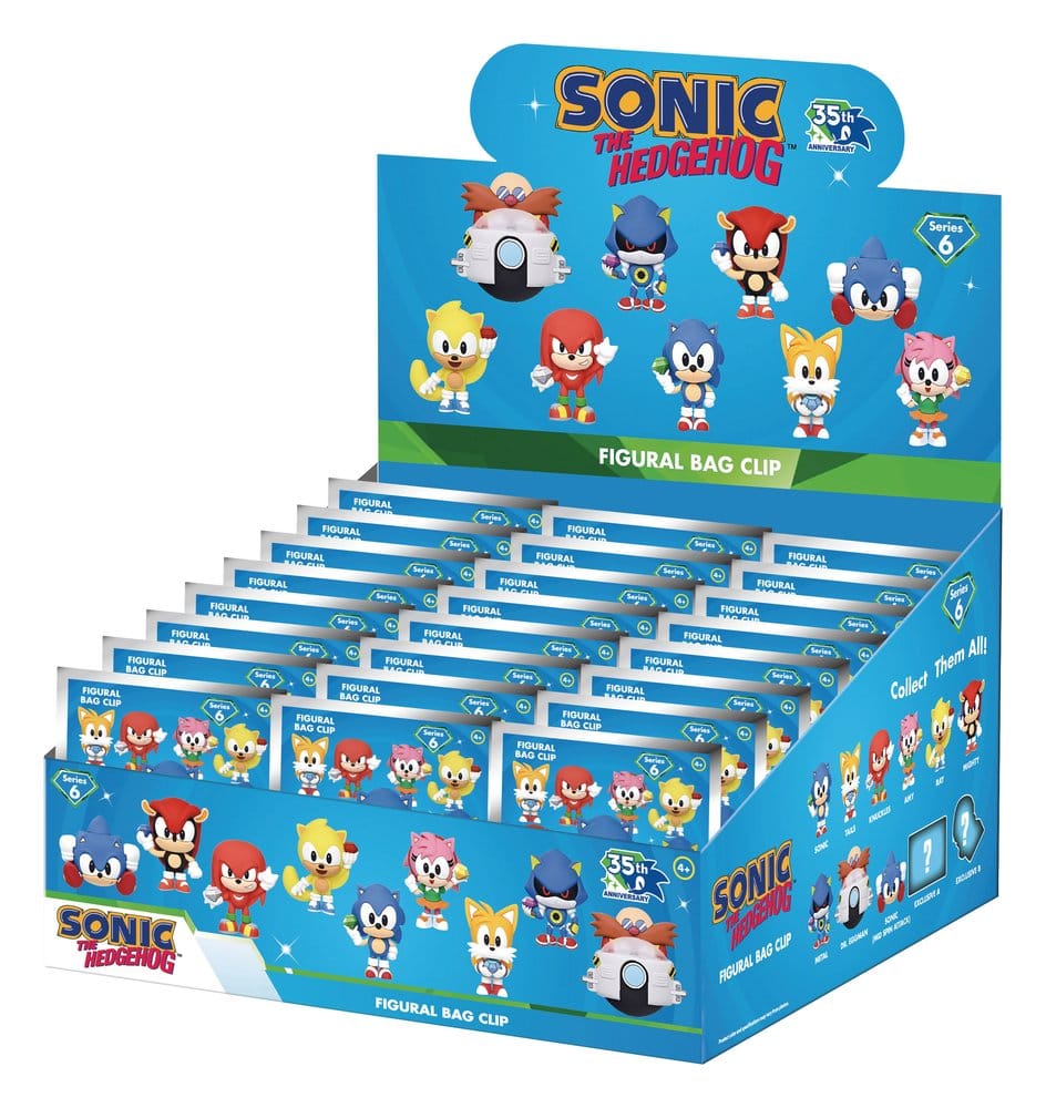x_mngm36105 Sonic the Hedgehog 3D PVC Bag Clips Series 6 Display (24) - immagine 1