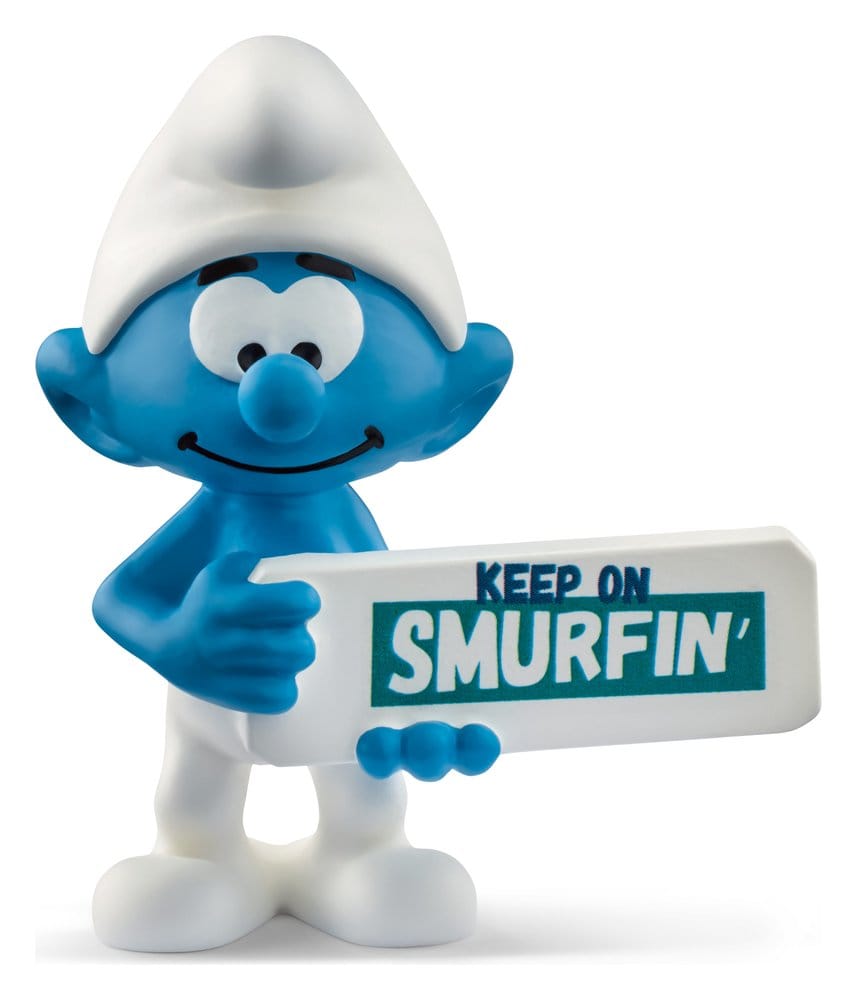 x_pup20843 The Smurfs Mini-Figure Smurf with a Sign (Keep on Smurfin') 5 cm - immagine 1
