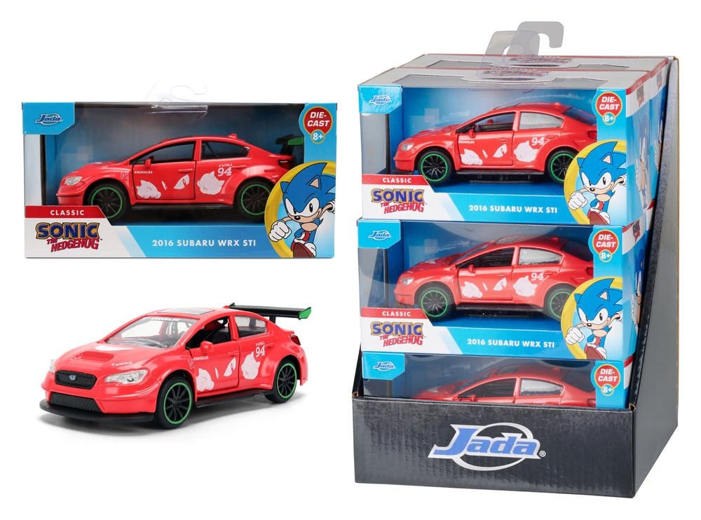x_jada9337024314r00 Sonic Diecast Model 1:32 Knuckles 2016 Subaru WRX STI Assortment (6) - immagine 1