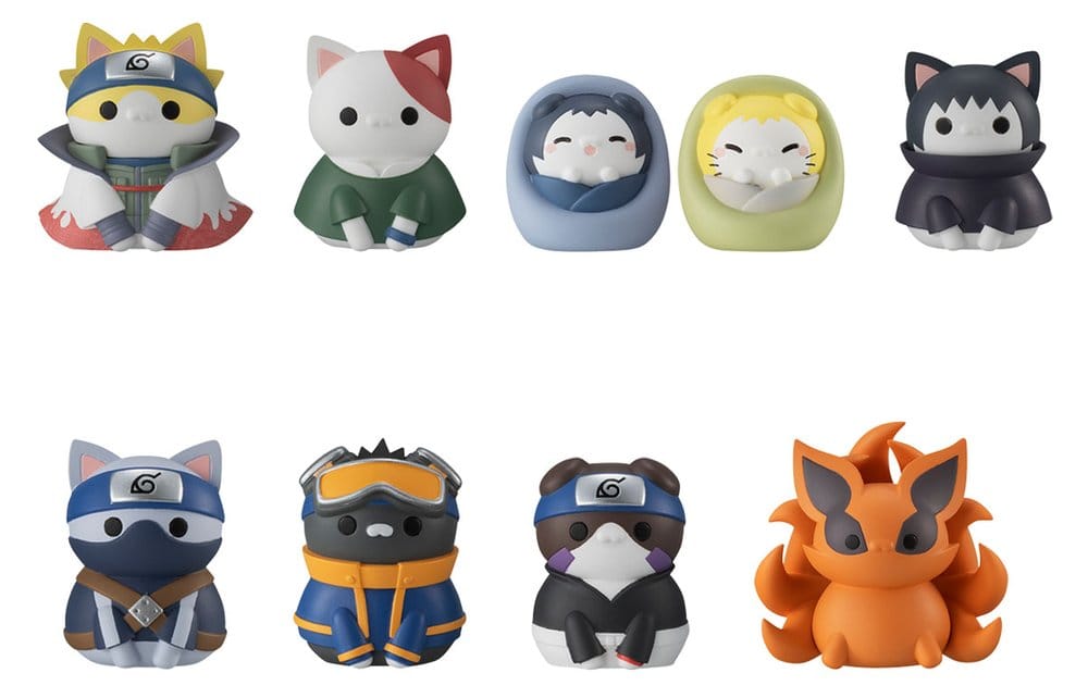x_meho850837 Naruto Shippuden Mega Cat Project Nyaruto! Once upon a time in Konoha village Mini Figures 3 cm Blind Box Display (8) (Repeat) - immagine 1