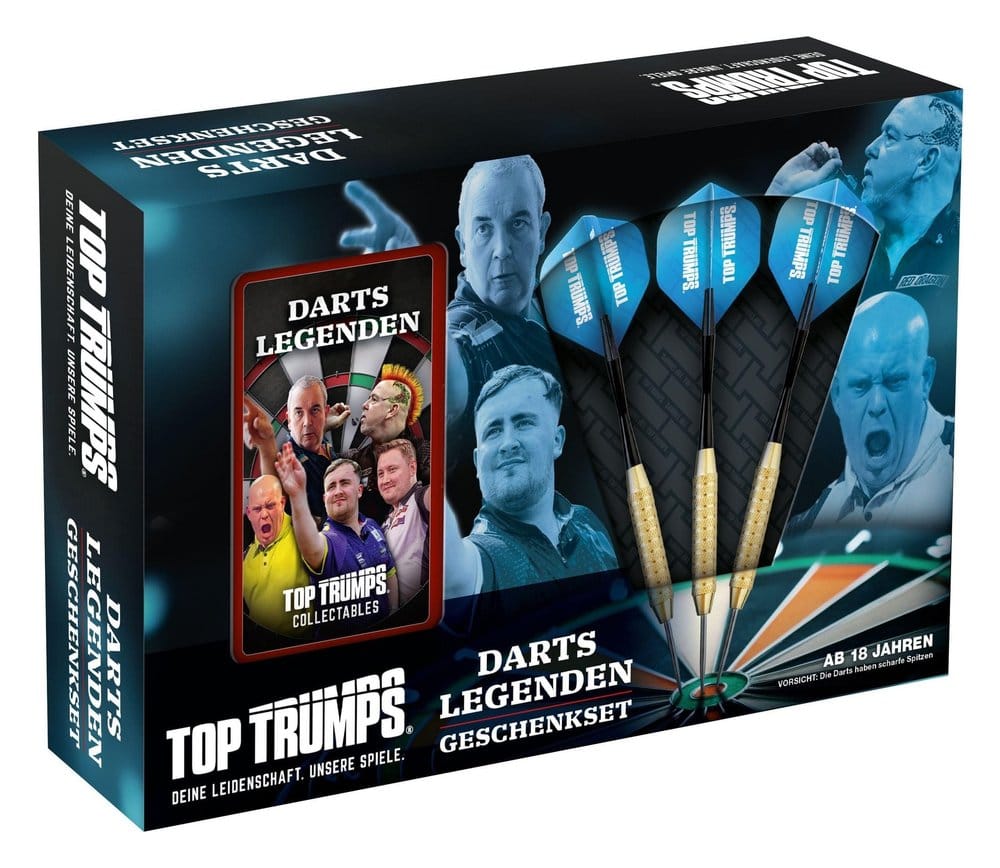 x_wimo05781-ger-6 Darts Top Trumps Gift Set with Arrows *German Version* - immagine 1