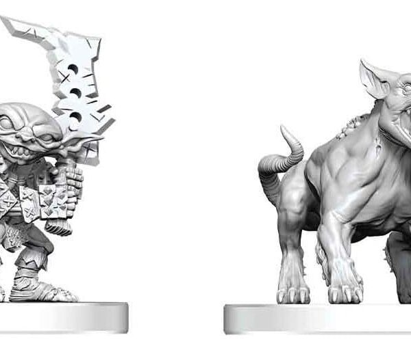 Pathfinder Battles Deep Cuts Unpainted Miniature Goblin Commando & Goblin Dog 13 cm