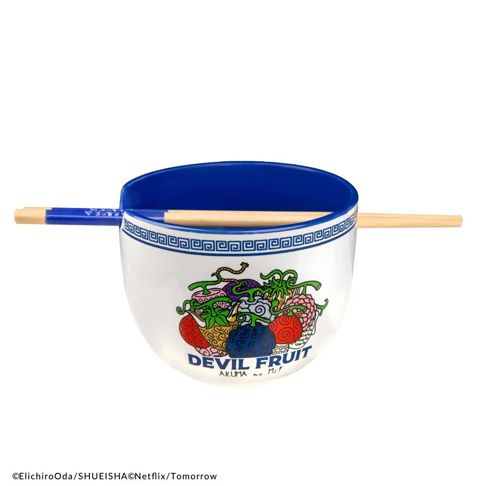 116105__d9dc271b ONE PIECE DEVIL FRUITS RAMEN BOWL WITH CHOPSTICKS - immagine 1