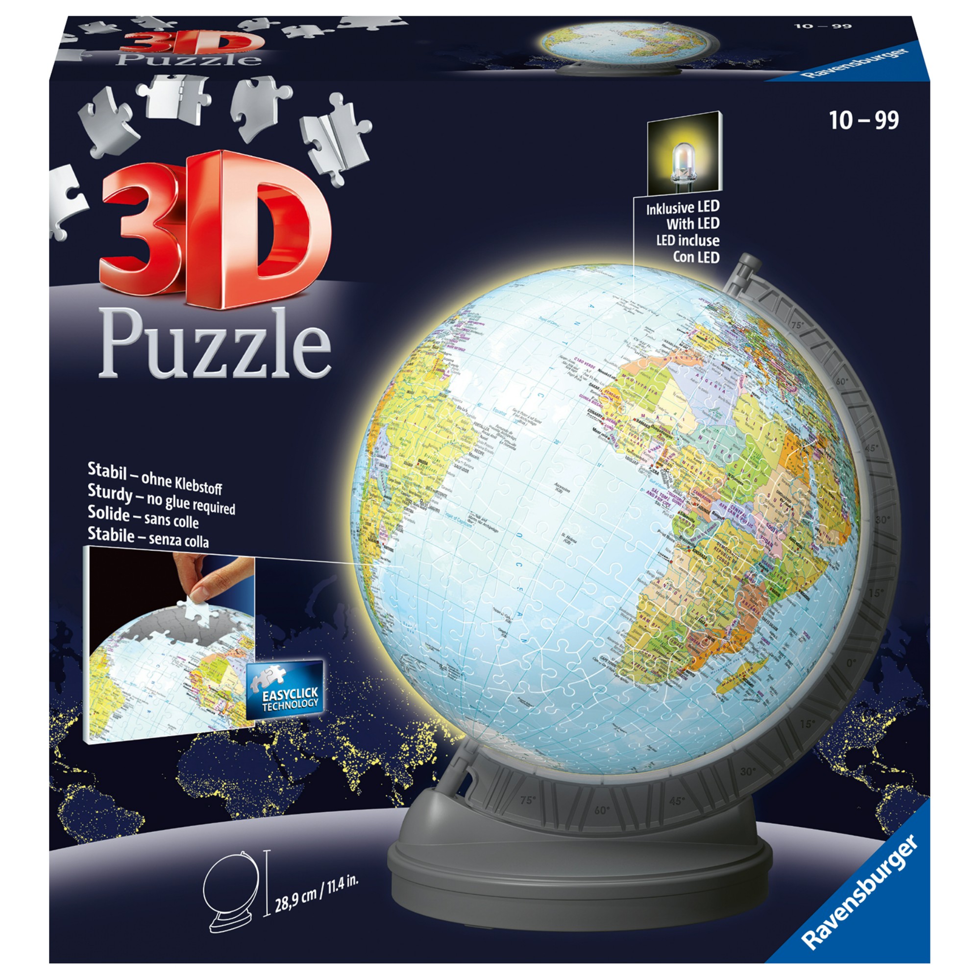 1_RVB11549 Puzzleda 540 Pezzi 3D - Globo Night Edition - immagine 1