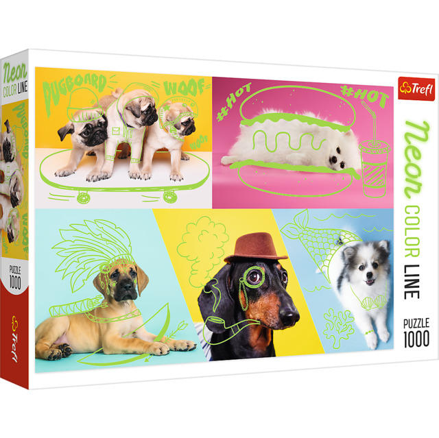 1_TRF10578 Puzzle da 1000 Pezzi - Neon Color Line: Far out Dogs - immagine 1