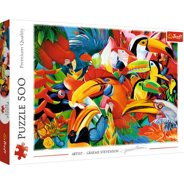 1_TRF37328 Puzzle da 500 Pezzi - Colourful birds - immagine 1