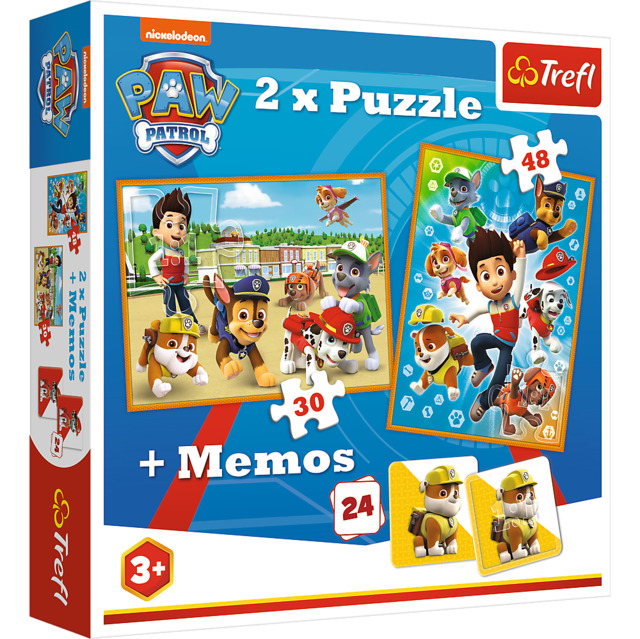 1_TRF90790 2 Puzzle in 1 + Memos - Paw Patrol al Salvataggio - immagine 1