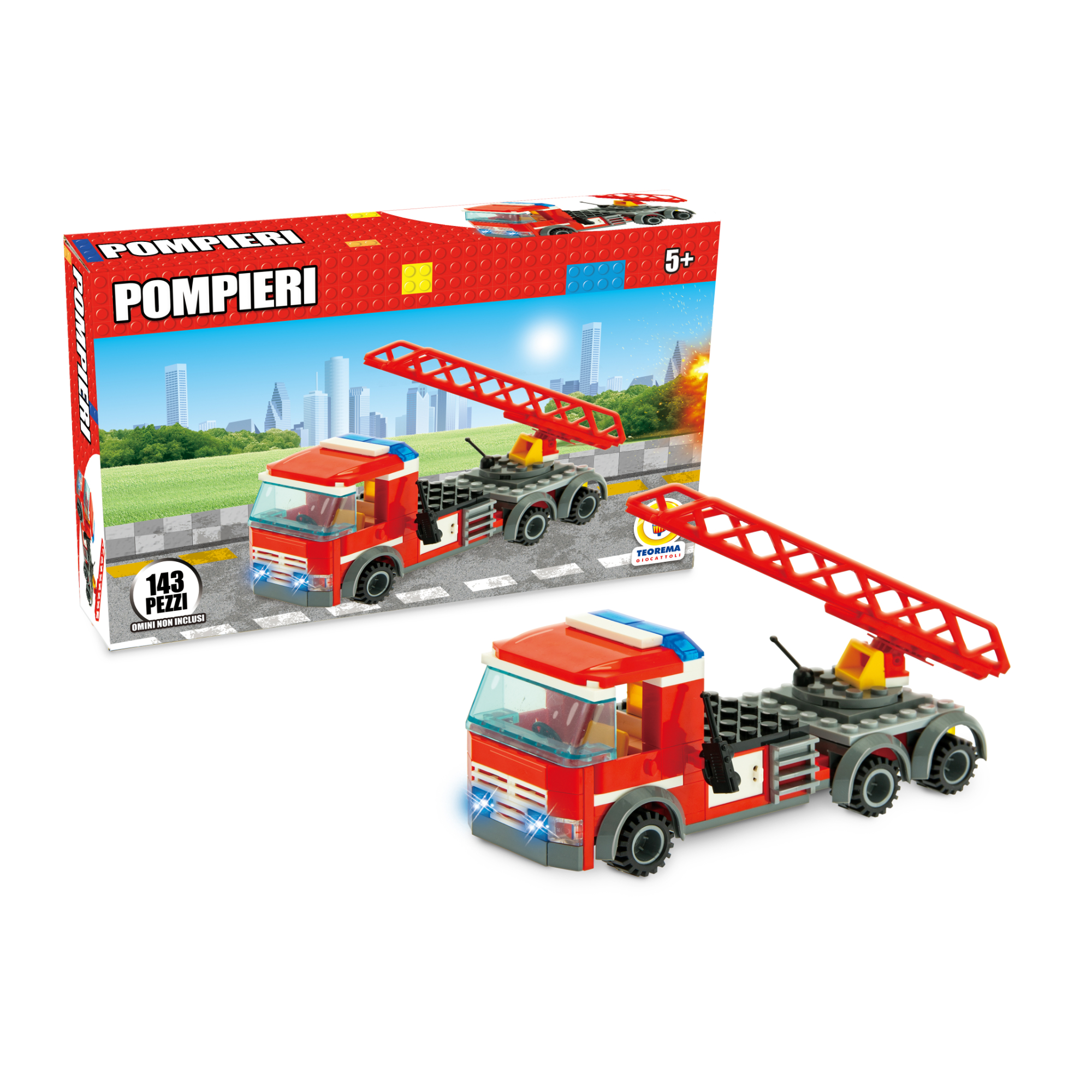 2_TRM68780 Costruzioni Click Clack Pompieri 143Pz - immagine 1