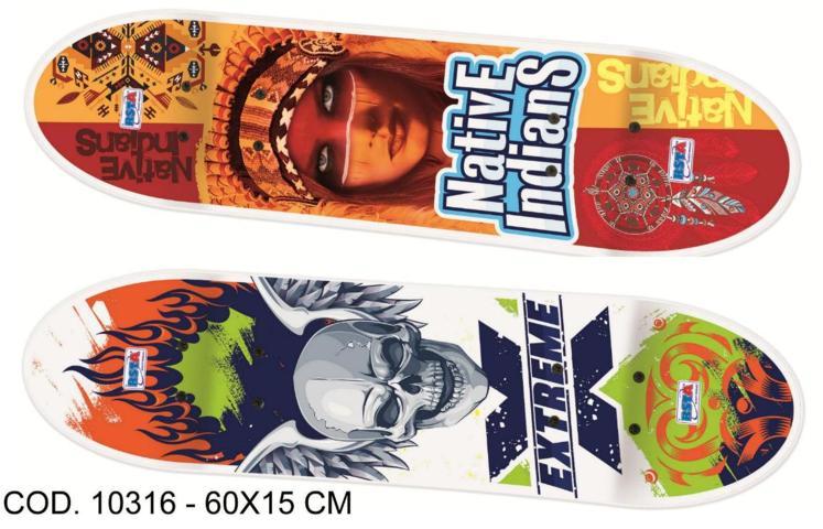 3_RST10316 SKATEBOARD LEGNO 60X15 CM - 2 DISEGNI ASSORTITI - immagine 1