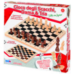 Gioco degli scacchi, dama e tria 29 x 29 cm