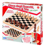 Gioco degli scacchi, dama e tria 29 x 29 cm
