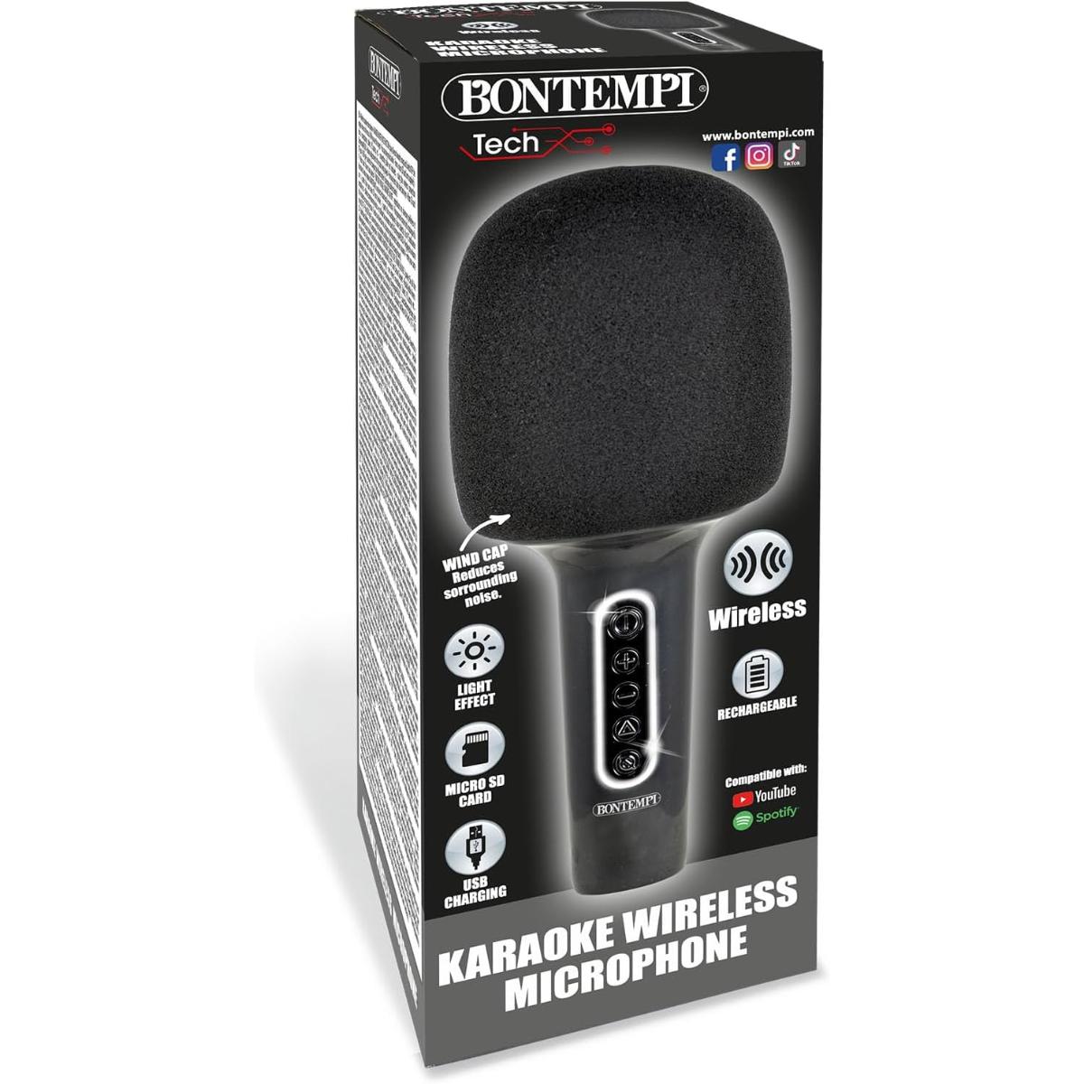 BNT485020 Microfono Karaoke Wireless con Altoparlante, Riduzione Rumore ed Effetti Luminosi - immagine 1