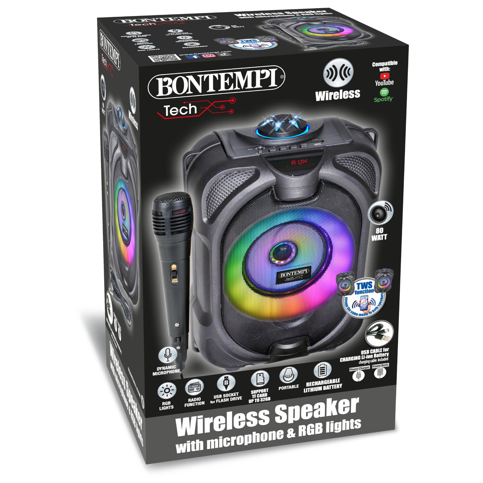 BNT491020 Amplificatore Wireless con Display, Microfono e Luci RGB - immagine 1