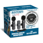 2  Microfoni Wireless Lavalier con Anello Luminoso da Selfie