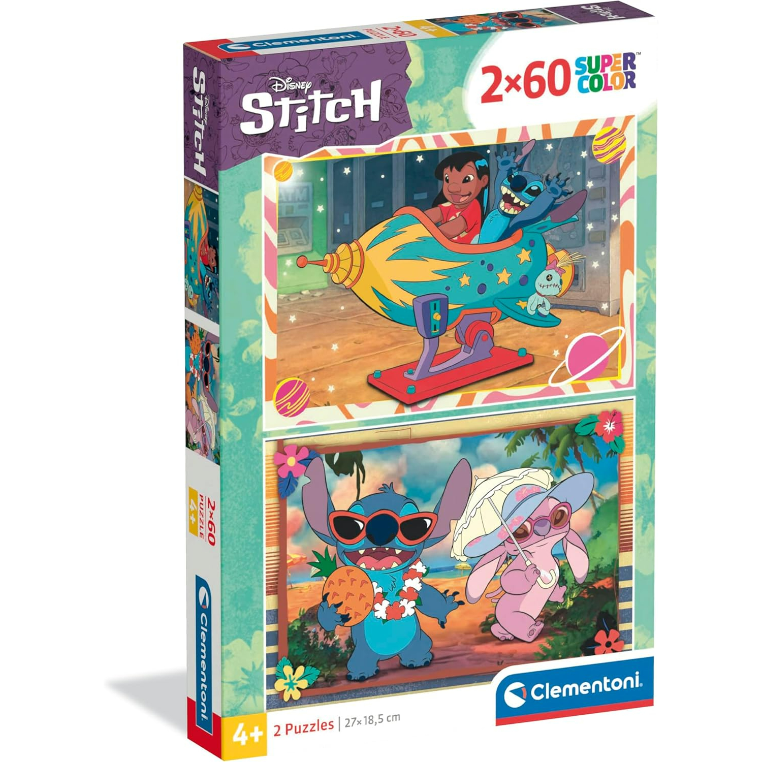 CLM24822 2 Puzzle da 60 Pezzi - Stitch - immagine 1