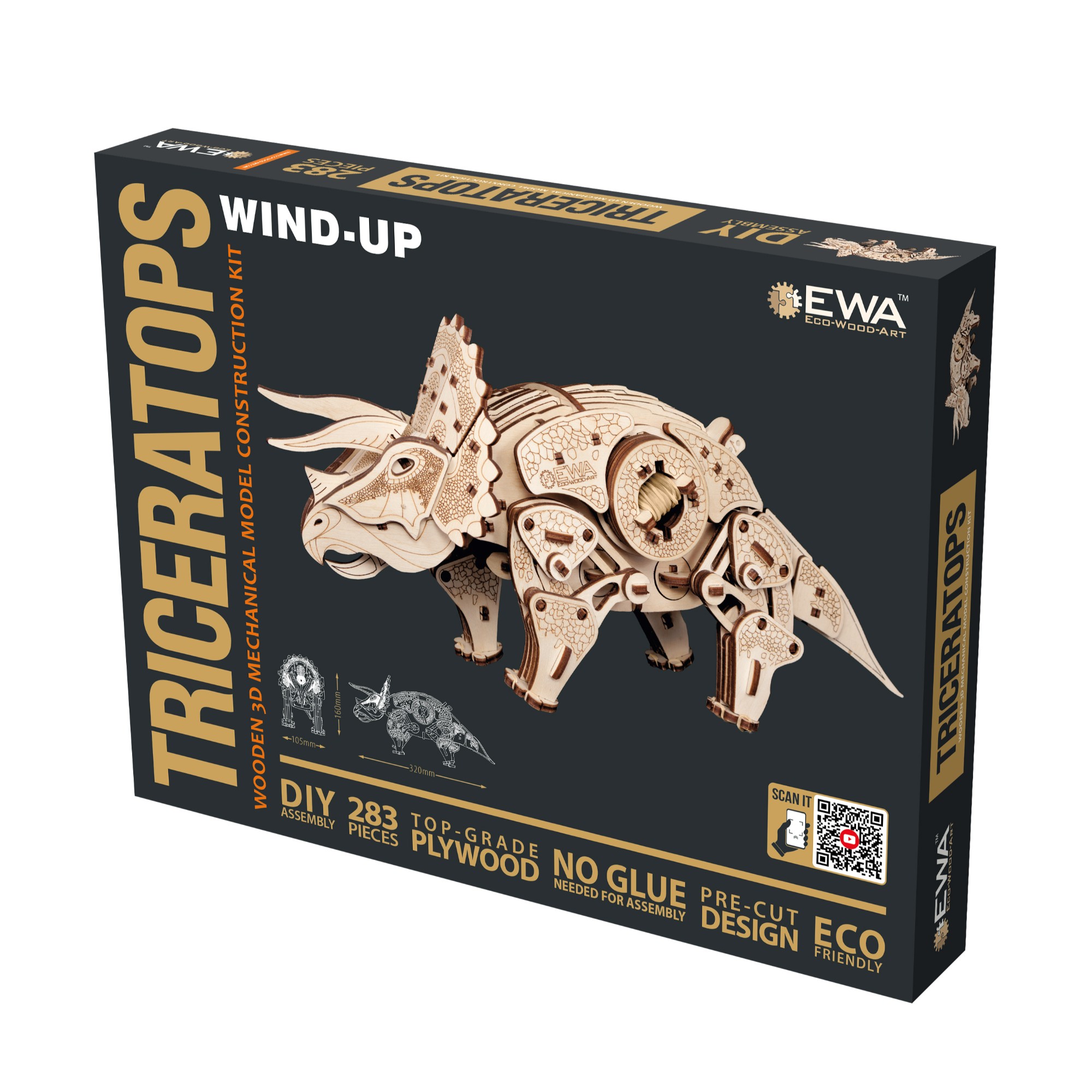 EWA057 Modello 3D in Legno - Triceratopo - immagine 1
