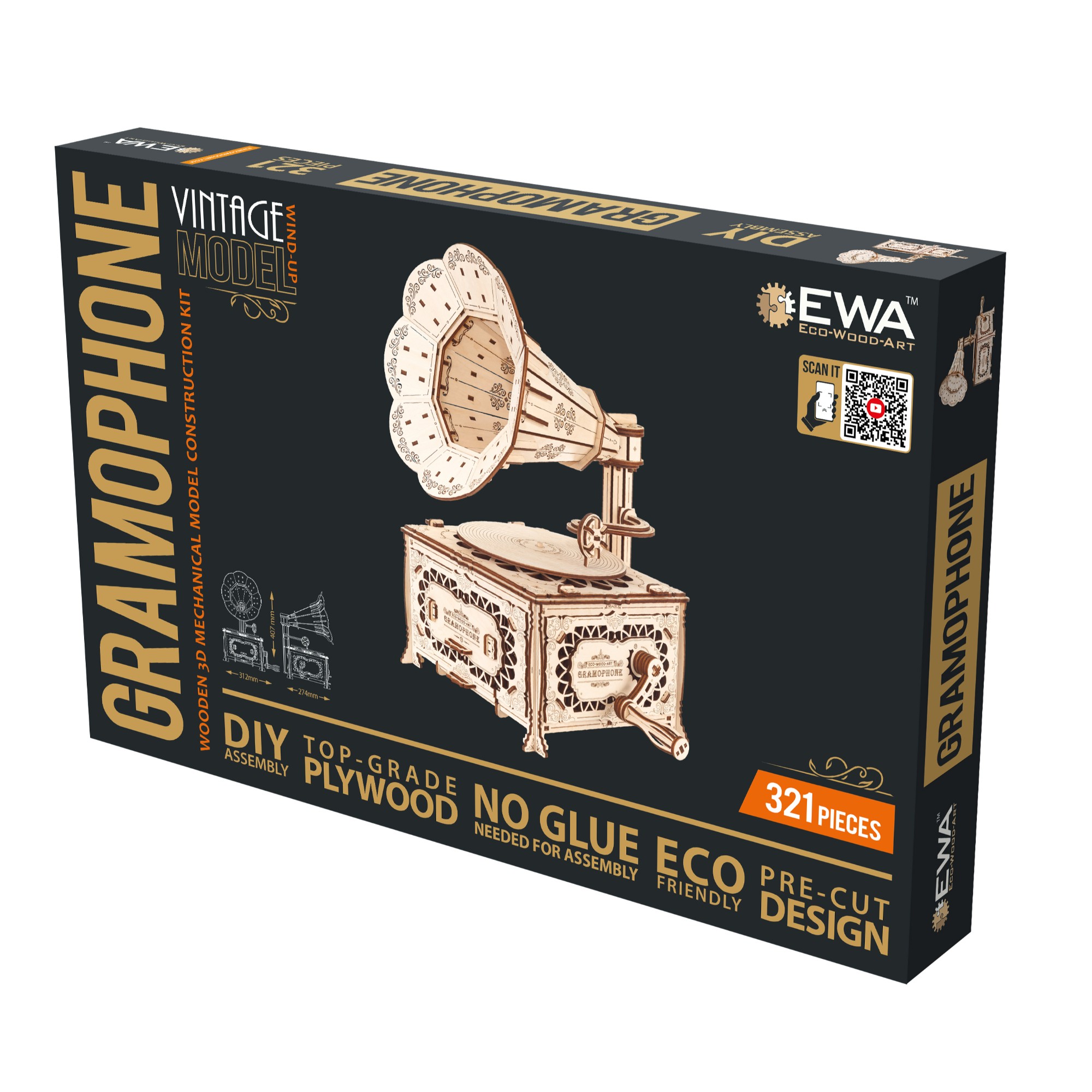 EWA090 Modello 3D in Legno - Grammofono - immagine 1