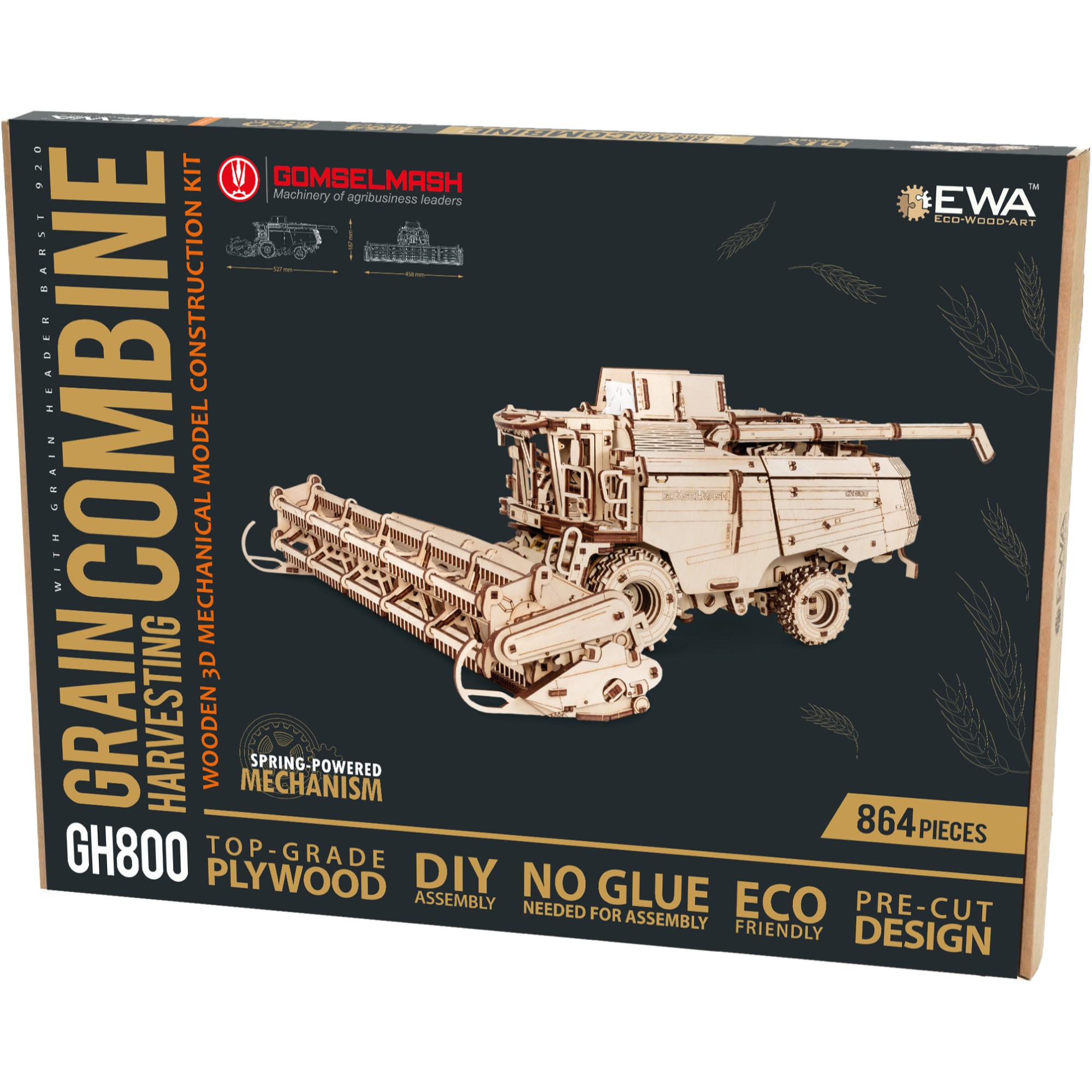 EWA338 Modello 3D in Legno - Mietitrebbiatrice GH800 - immagine 1
