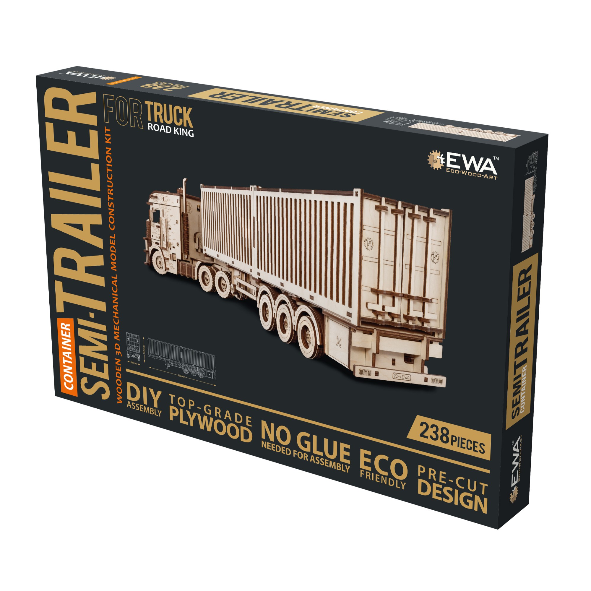 EWA372 Modello 3D in Legno - Rimorchio per Camion Road King (Container) - immagine 1