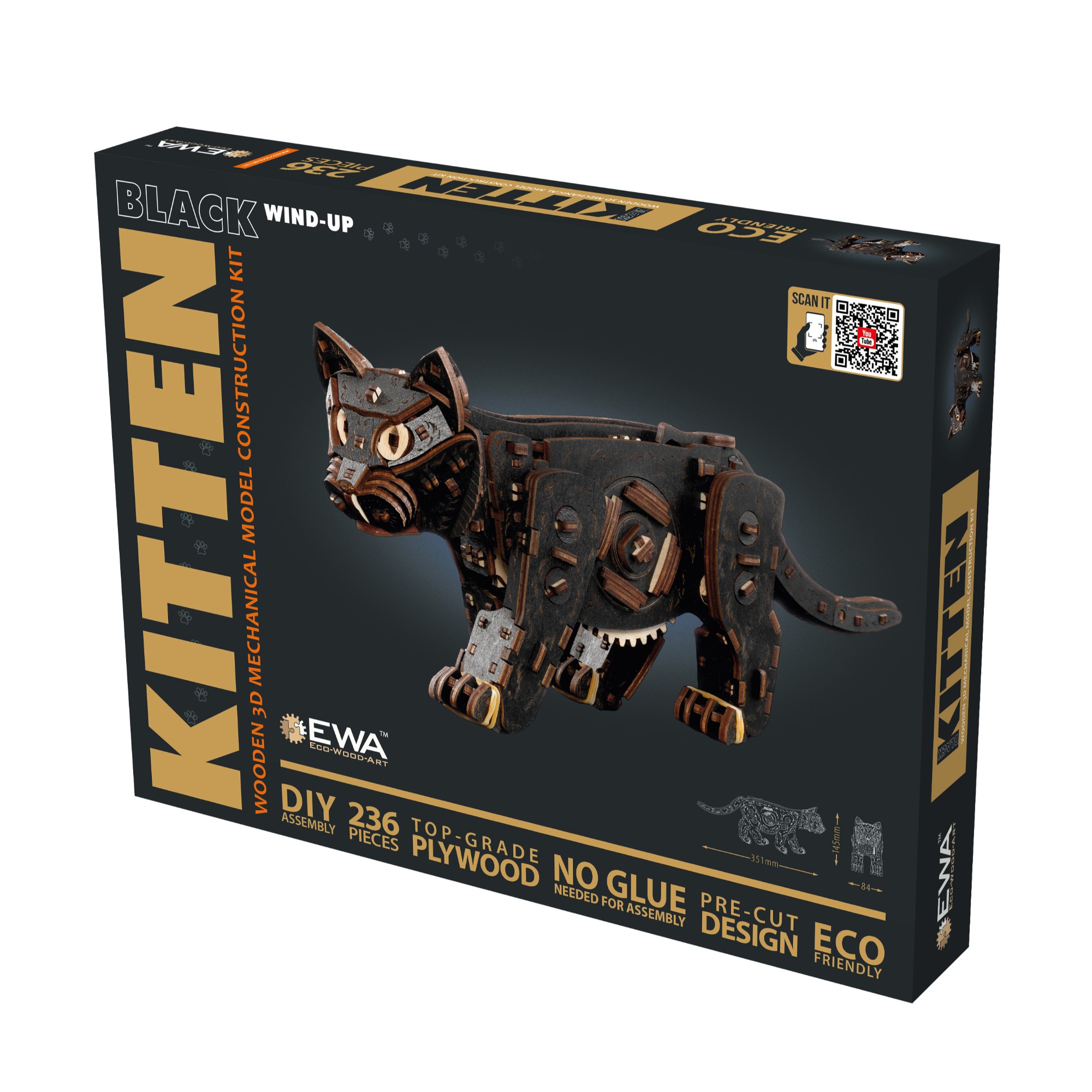 EWA385 Modello 3D in Legno - Gattino Nero - immagine 1