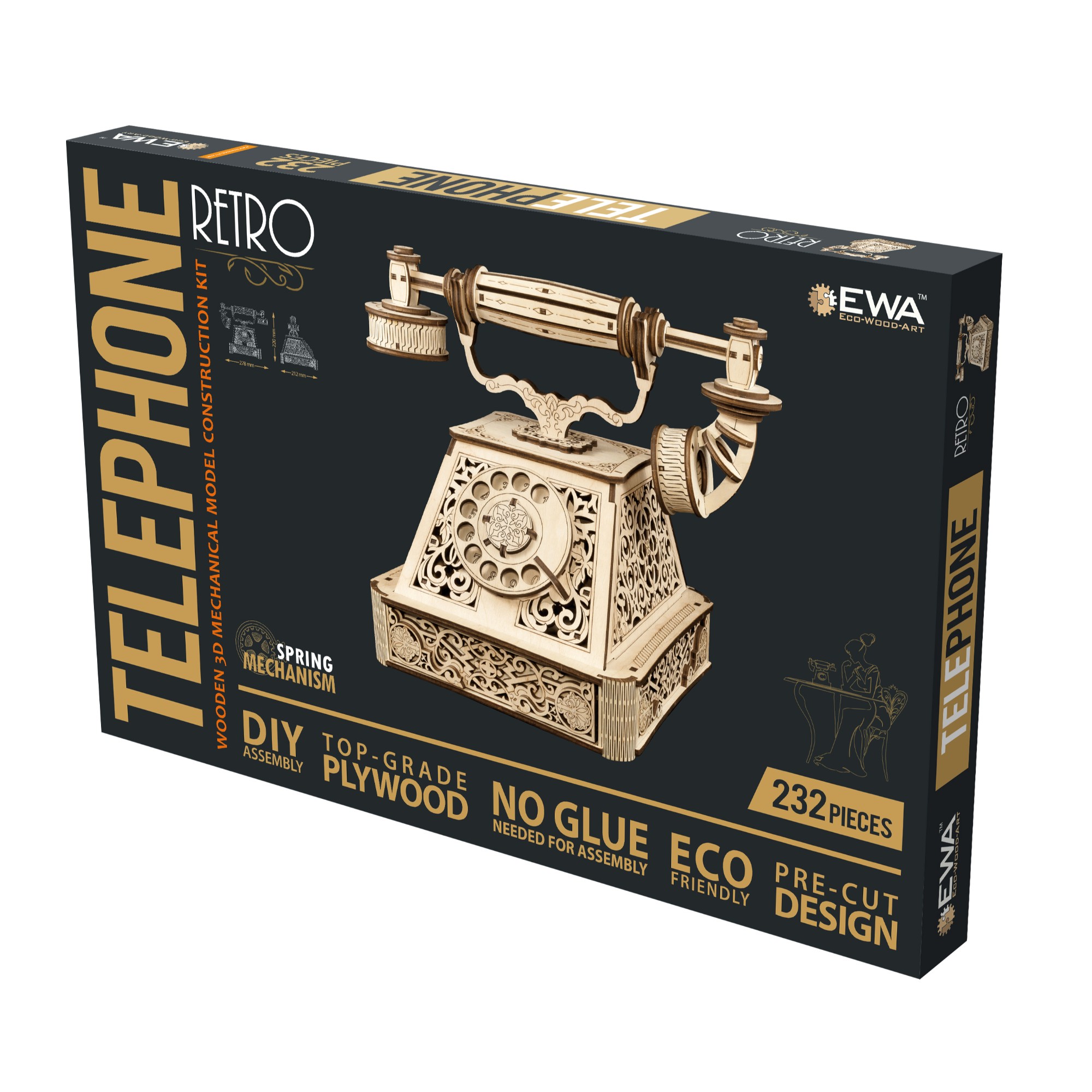 EWA386 Modello 3D in Legno - Telefono Vintage - immagine 1