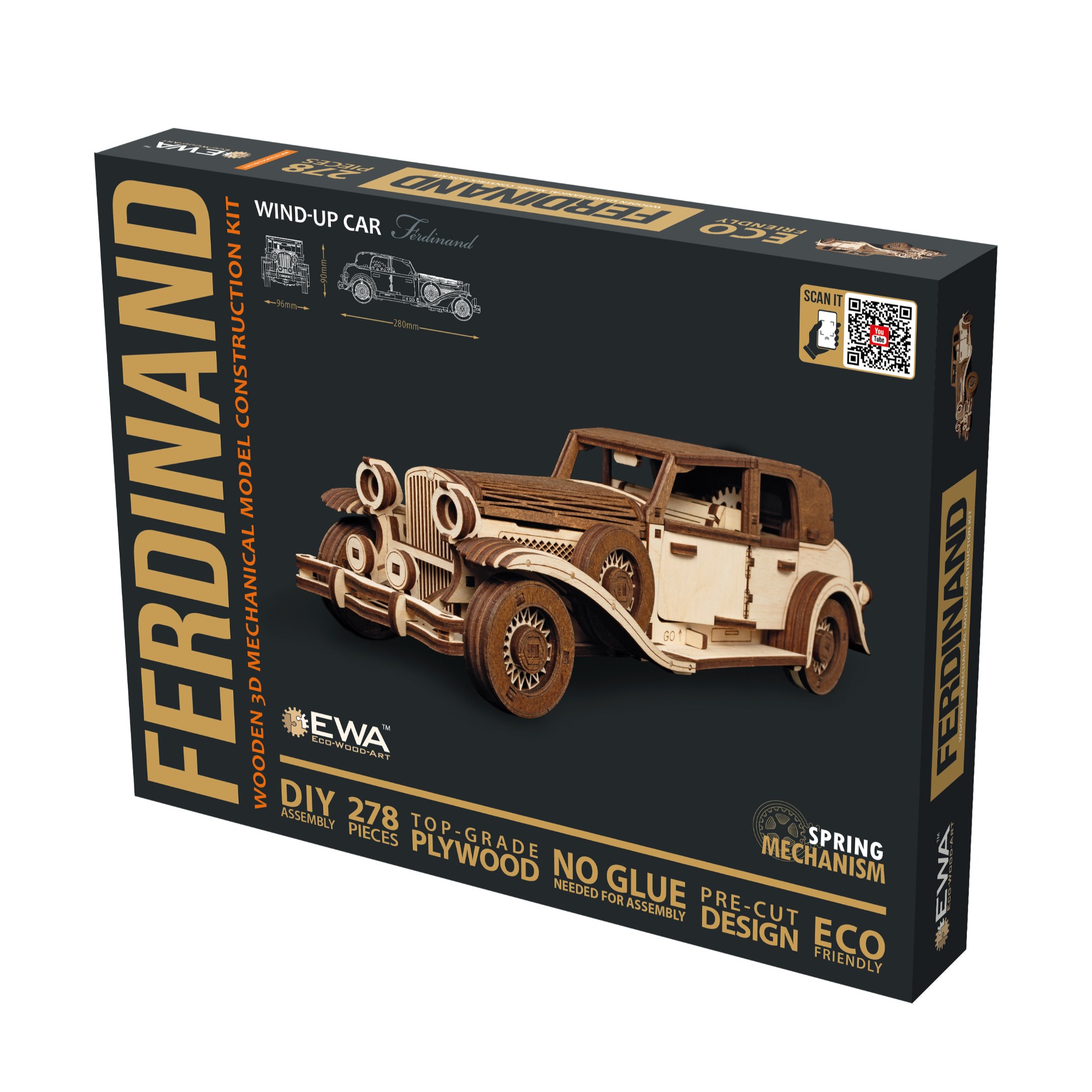 EWA387 Modello 3D in Legno - Auto d'Epoca Ferdinand - immagine 1