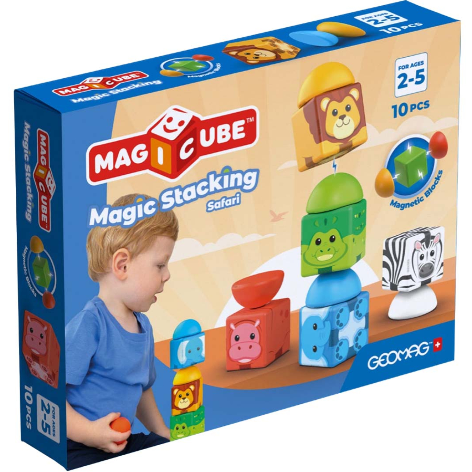 GMG305 Geomag Magicube Blocks Stacking Safari 10 - immagine 1
