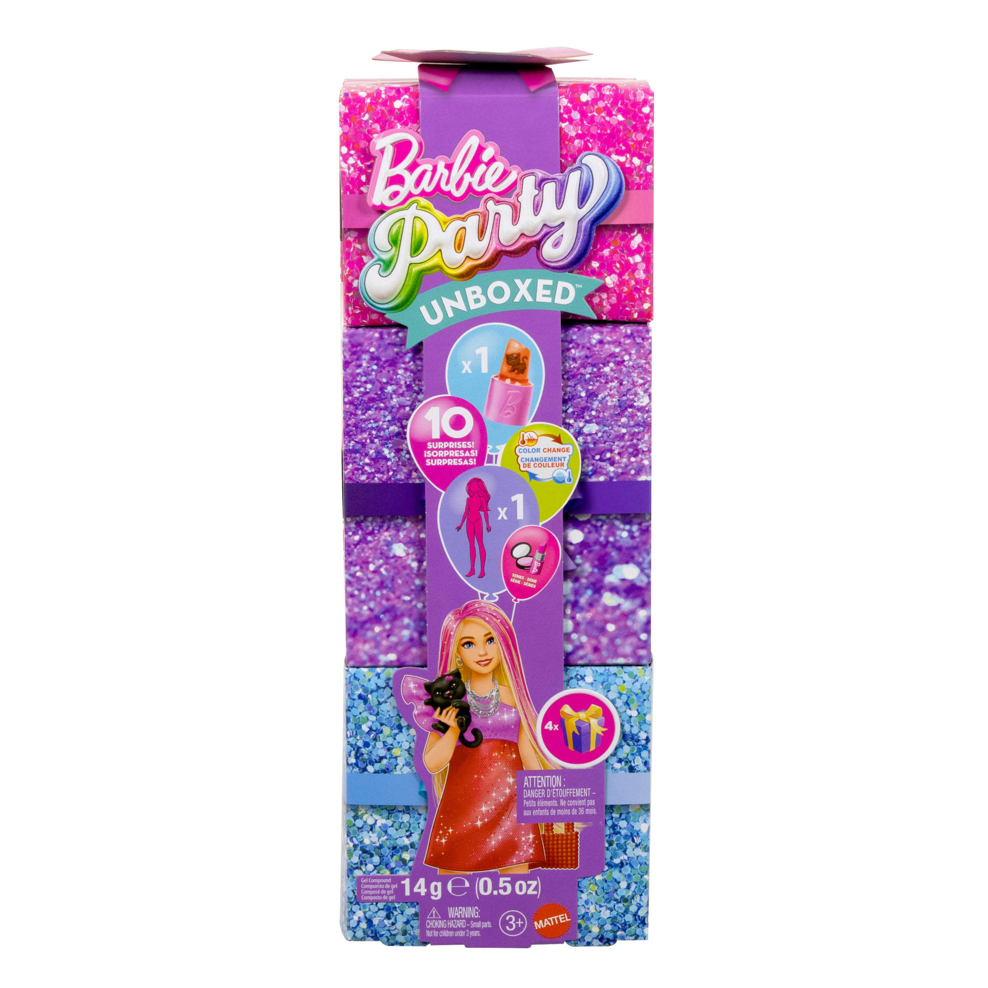 JFY68 Barbie - Party Suprise Make-up Party Bionda Vestito Rosa - immagine 1