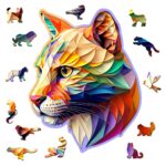 Puzzle da 150 Pezzi Sagomato in Legno - Gaudy Cougar - immagine 3