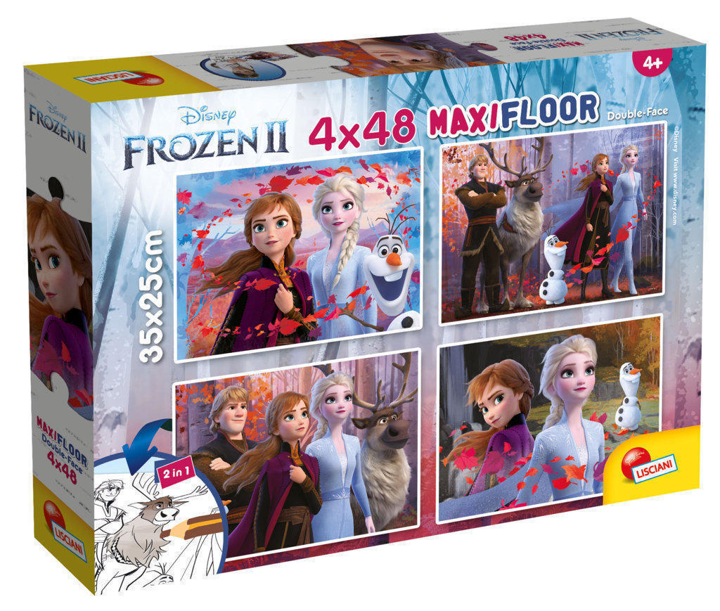 LSC86603 4 Puzzle da 48 Pezzi Maxi - Double Face: Frozen - immagine 1