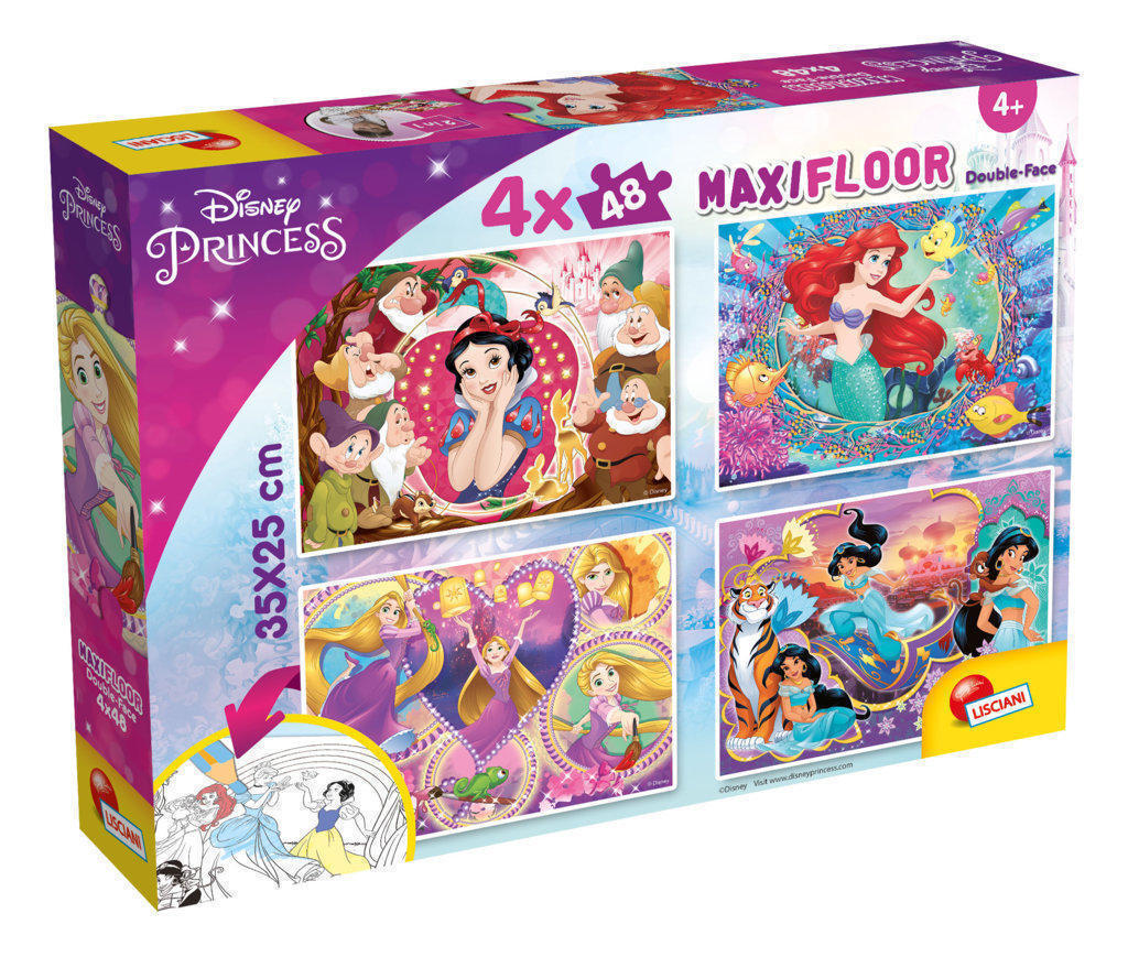 LSC91744 4 Puzzle da 48 Pezzi Maxi - Double Face: Disney Princess - immagine 1