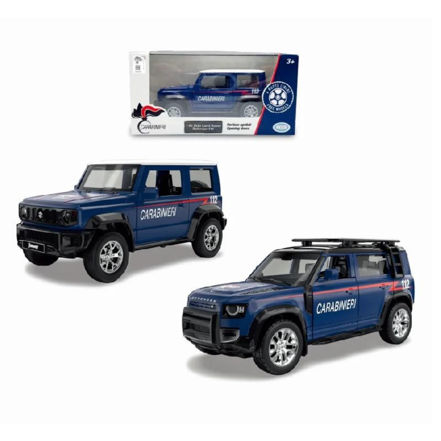 ODS41002 Silver Wheel - Carabinieri Auto a Licenzaauto in die-cast a ruote liberelicenza Land Rover Defender 110 sc.1:43licenza Suzuki Jimny 2018 sc. 1:32 - immagine 1