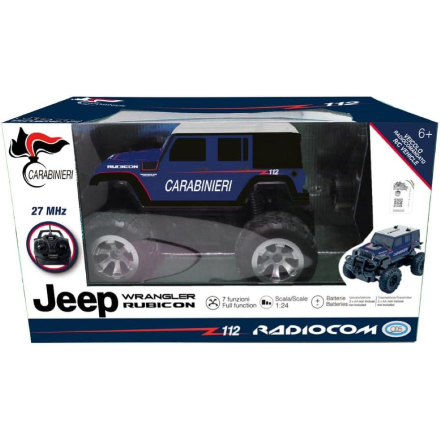 ODS41011 Radiocom - Carabinieri Jeep Wrangler Auto RCRC 27 Mhz7 funzioni, sc. 1:24 - immagine 1