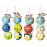 3 Palline Pu 6,3 Cm 1 Globo + 2 Sport In Rete