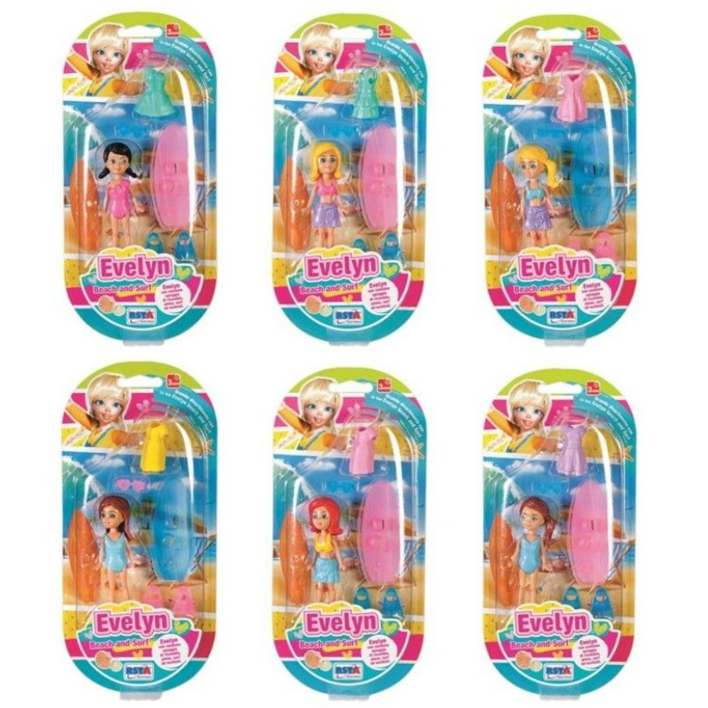 RST11766 BAMBOLA EVELYN MINI DOLL 9 CM ACCESSORI SPIAGGIA DISPLAY 12 PZ - immagine 1