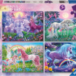 4 Puzzle da 100 Pezzi - Magici Unicorni