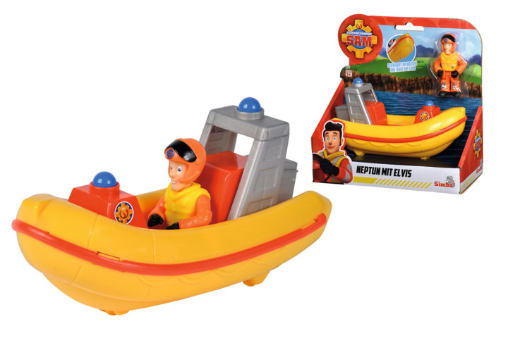 SBA109252584038 Sam il Pompiere - Gommone Neptune cm.17 con Personaggio Elvis - immagine 1
