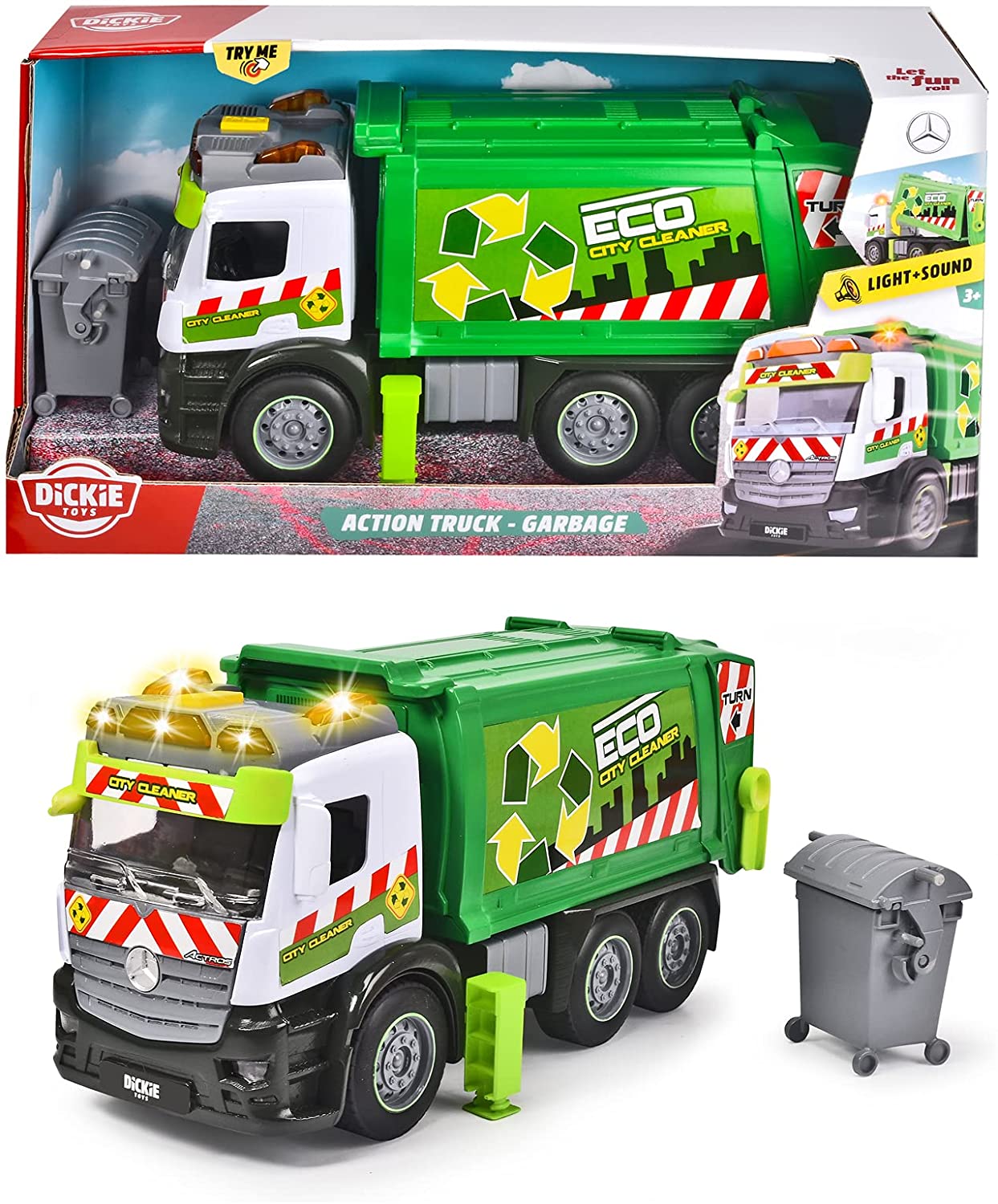 SBA203745014 Mercedes Action Truck Camion Rifiuti cm. 26 con luci e suoni - immagine 1