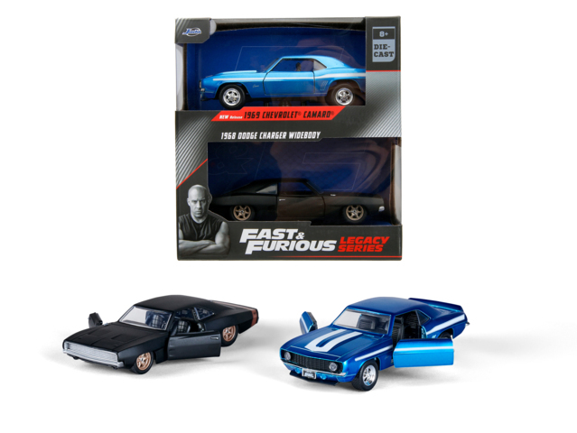 SBA253202013 Fast & Furious - Twin Pack 1:32 1969 Chevrolet Camaro & 1968 Dodge Charger Wide Body (F9) - immagine 1