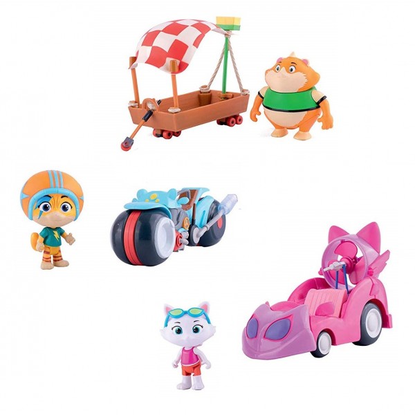 SMB7600180201 44 Gatti Veicolo dei Buffycats con Personaggio cm.8 - 3 asst - immagine 1