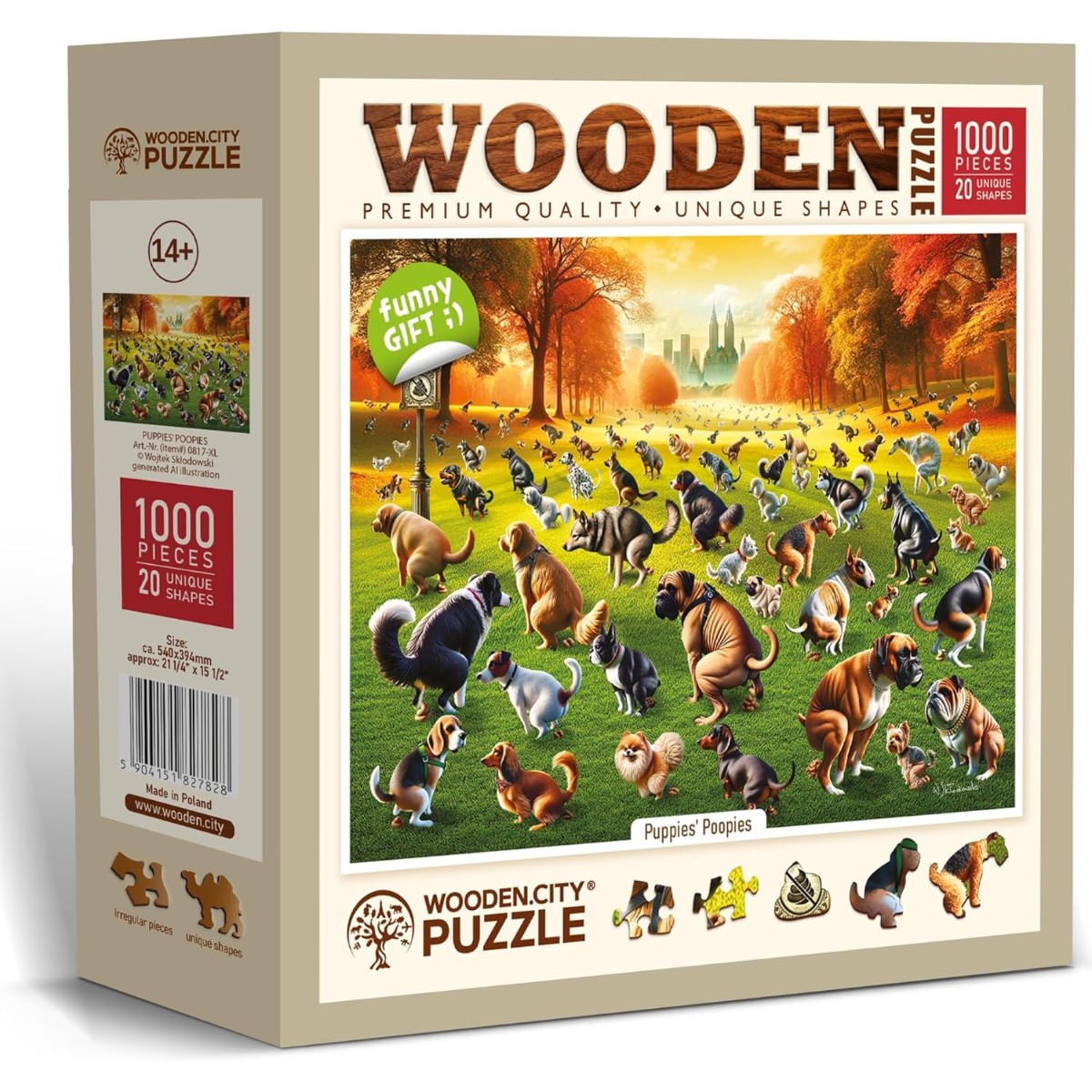 WDCNB0817-XL Puzzle da 1000 Pezzi in Legno - Puppies' Poopies - immagine 1