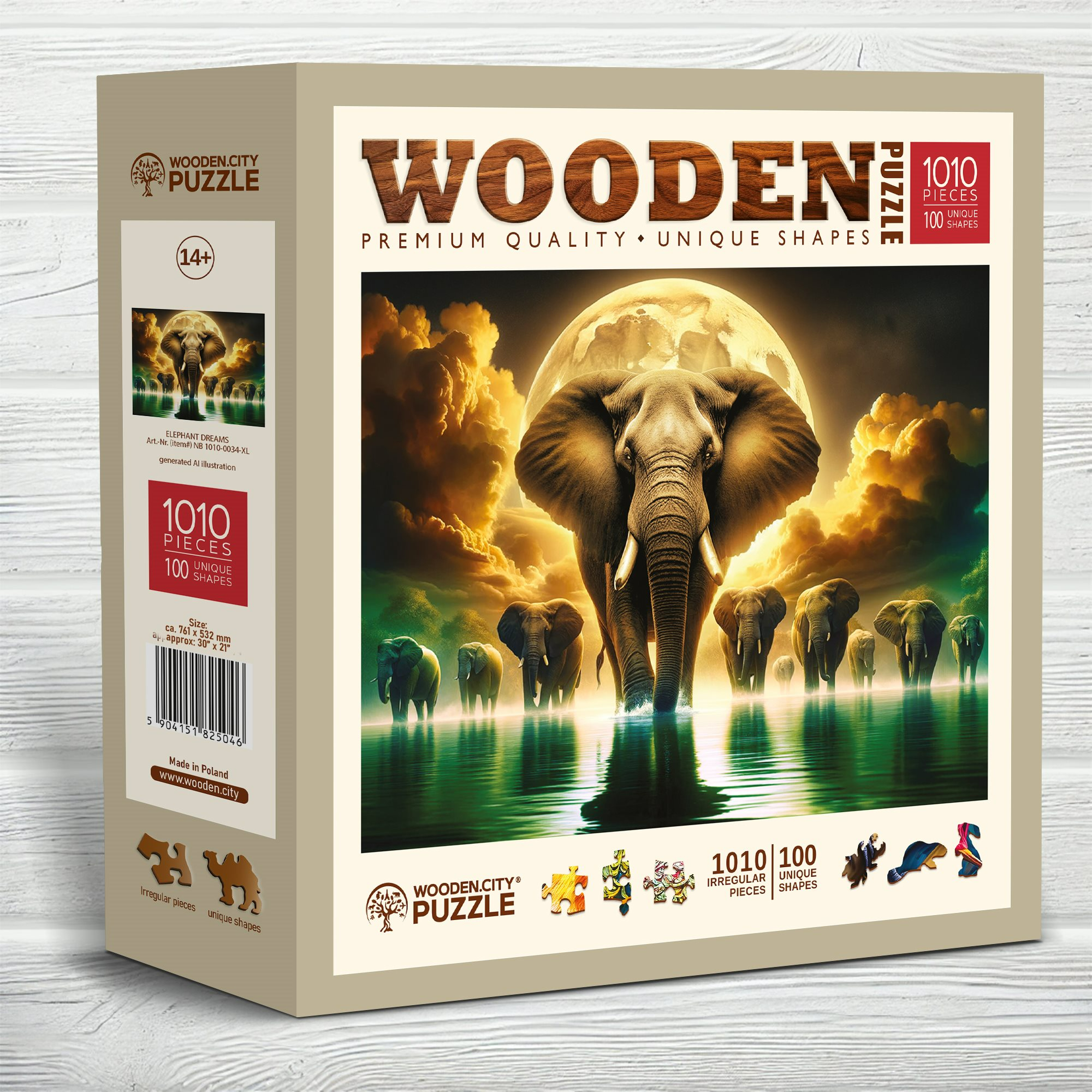 WDCNB1010-0034-XL Puzzle da 1000 Pezzi in Legno - Elephant Drems - immagine 1