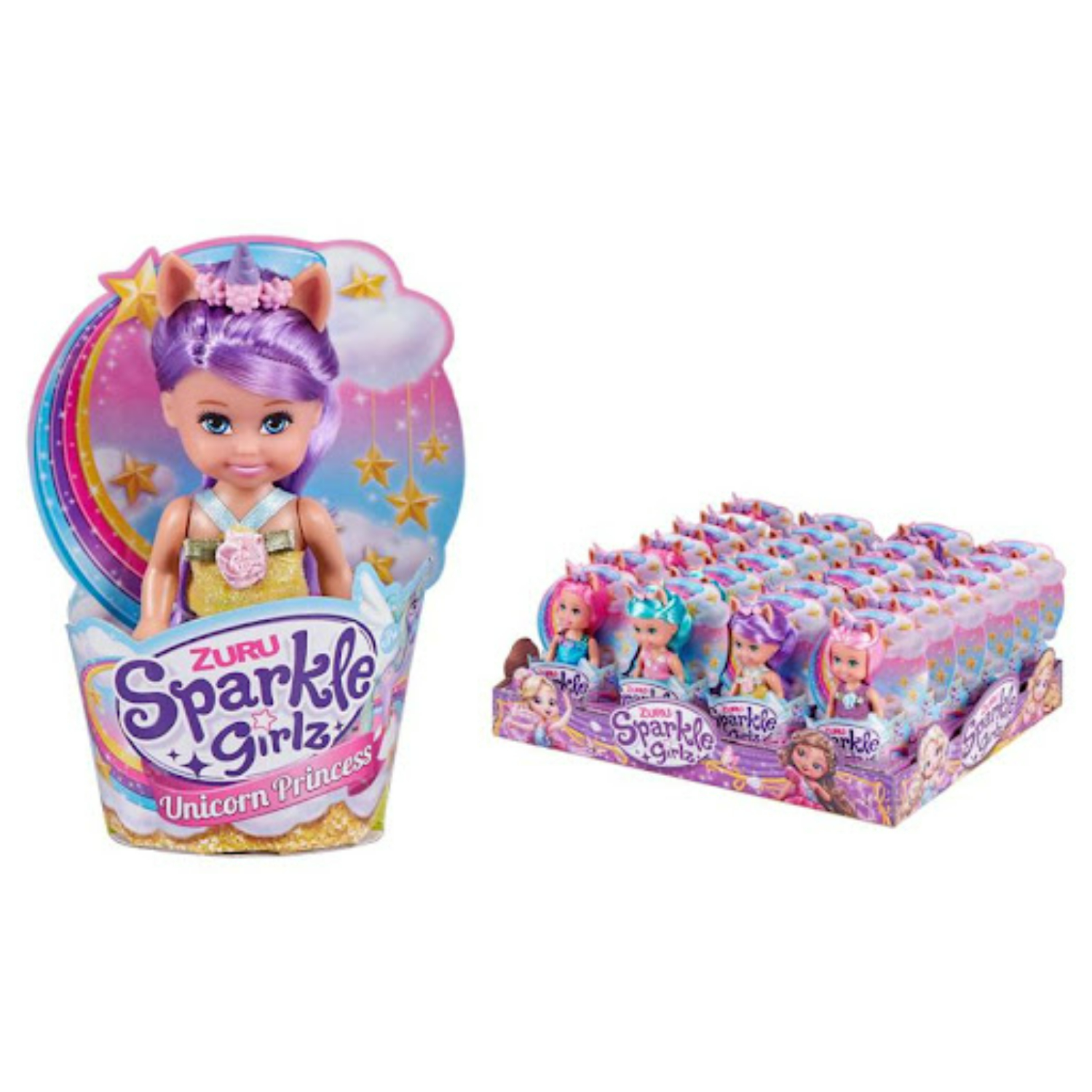 ZUR10094TQ3 Sparkle Girlz Mini Unicorn Princess Cupcake cm 11 espositore 24pz - 4 ass. - immagine 1